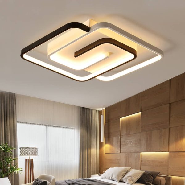 Modern Creative Square Ring Aluminum LED Semi-Flush Mount Ceiling Light - Image 4