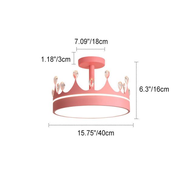 Cartoon Creative Crown LED Kids Semi-Flush Mount Ceiling Light - Image 7