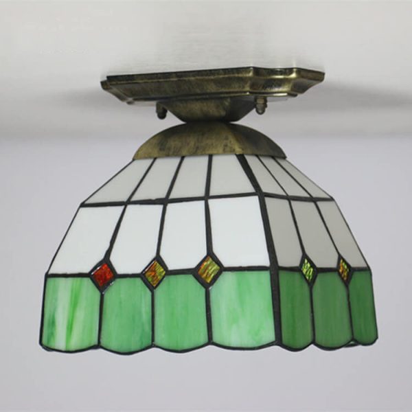 Tiffany Stained Glass Dome 1-Light Semi-Flush Mount Ceiling Light - Image 5