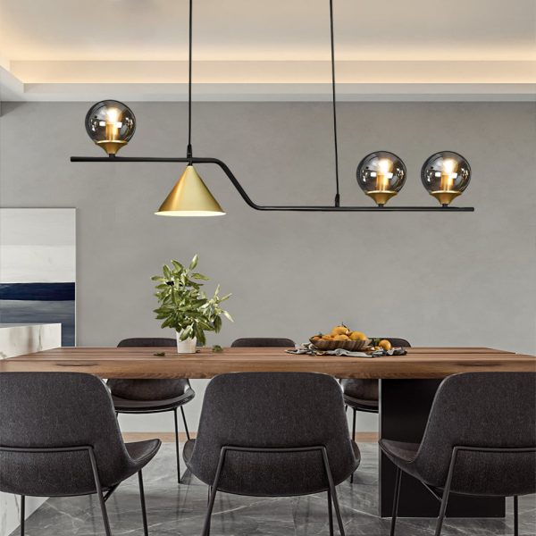 Strip Cone Glass Bubbles LED Iron Electroplating Nordic Chandelier - Image 4