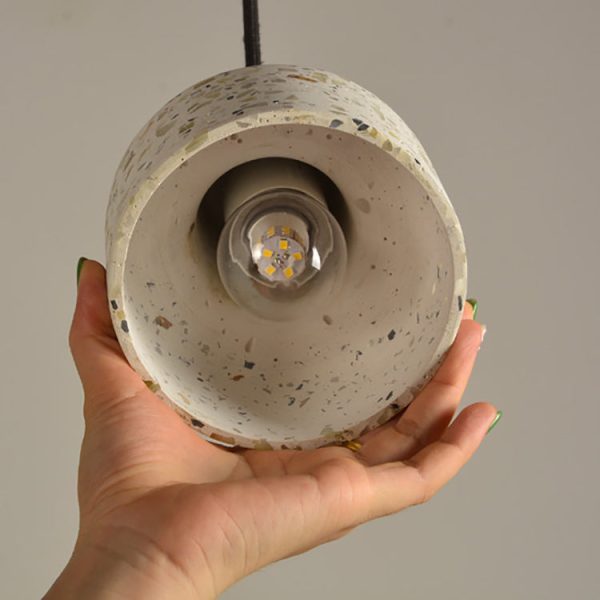 Contemporary Scandinavian Round Terrazzo Jade 1-Light Pendant Light For Living Room - Image 7