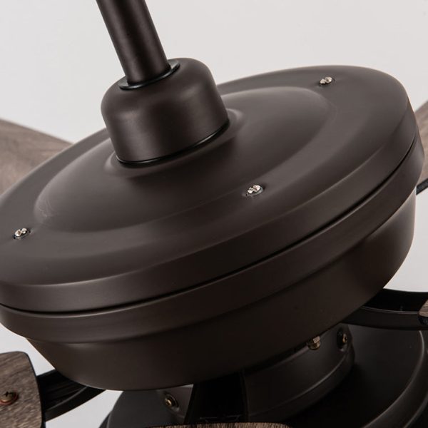 Contemporary Industrial Waterproof Wood Fan Blade Round Iron Frame Shade LED Downrods Ceiling Fan Light For Outdoor Patio - Image 7