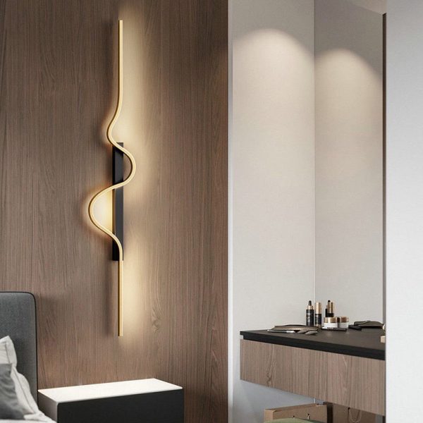 Modern Minimalist Aluminum Corrugated Strip Iron Frame LED Wall Sconce Lamp For Bedroom - Image 4