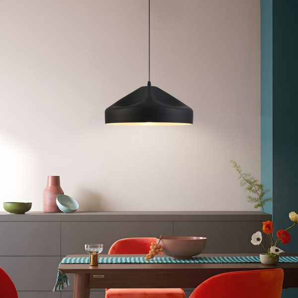 Pleat Box LED Pendant Light 1-Light Black/White Aluminum Hanging Lamp - Image 4