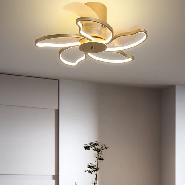 Nordic Minimalist Petal Shaped LED Semi-Flush Mount Ceiling Fan Light - Image 18
