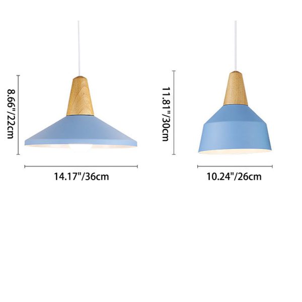 Modern Minimalist Round Cone Trapezoid Iron Wood 1-Light Pendant Light For Living Room - Image 4