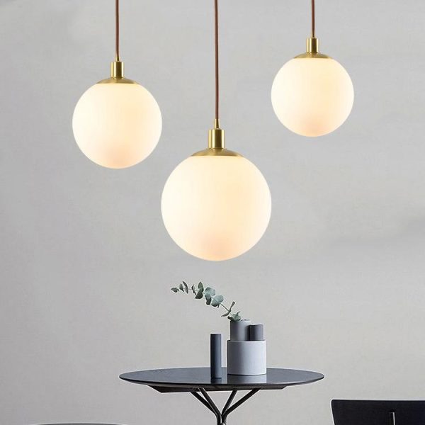 Nordic Minimalist Milky White Glass Ball 1-Light Pendant Light - Image 21