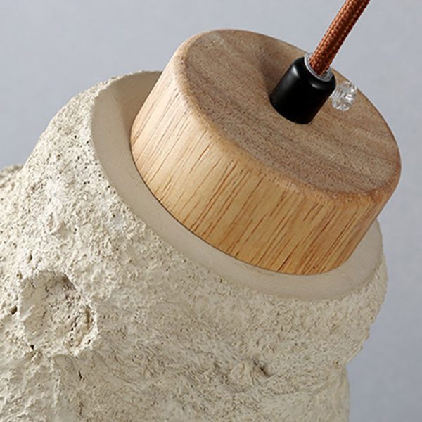 Contemporary Scandinavian Cylinder Cone Cement Solid Wood 1-Light Pendant Light For Living Room - Image 7