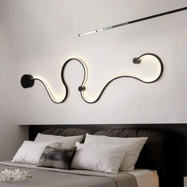 Modern Long Aluminum Snake Shaped 1-Light Curved LED Wall Sconce Lamp - Image 21