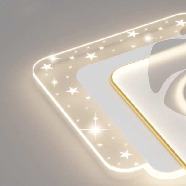 Contemporary Creative Iron Acrylic Round Square LED Semi-Flush Mount Ceiling Fan Light For Bedroom - Image 7