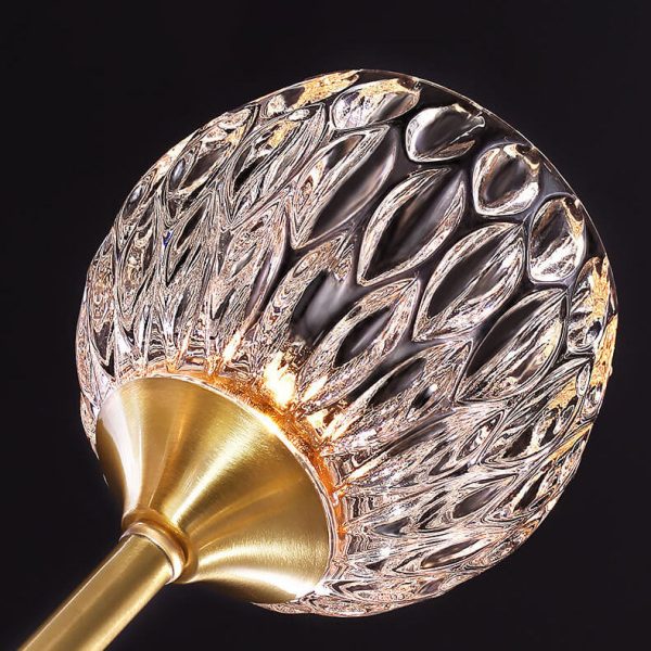 Mid-Century Modern Round Copper Crystal Glass 5-Light Semi-Flush Mount Ceiling Light - Image 7