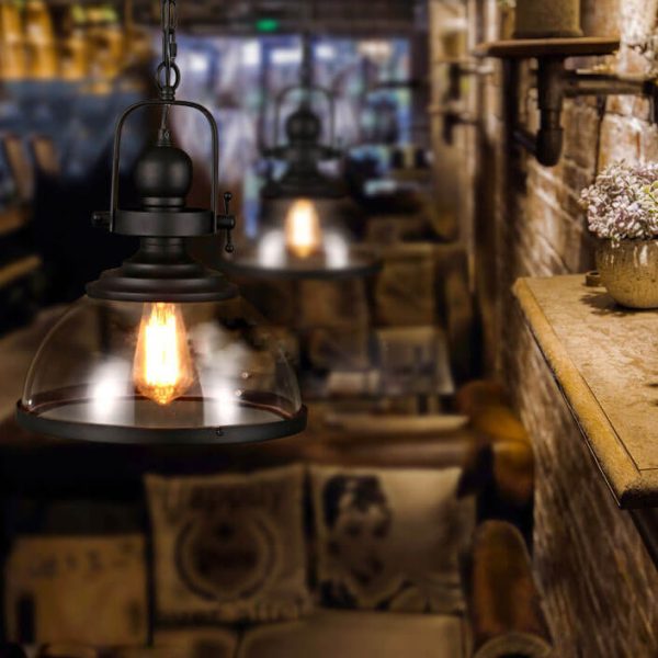 Retro Glass Shade 1-Light Single Dome  Pendant Light - Image 5