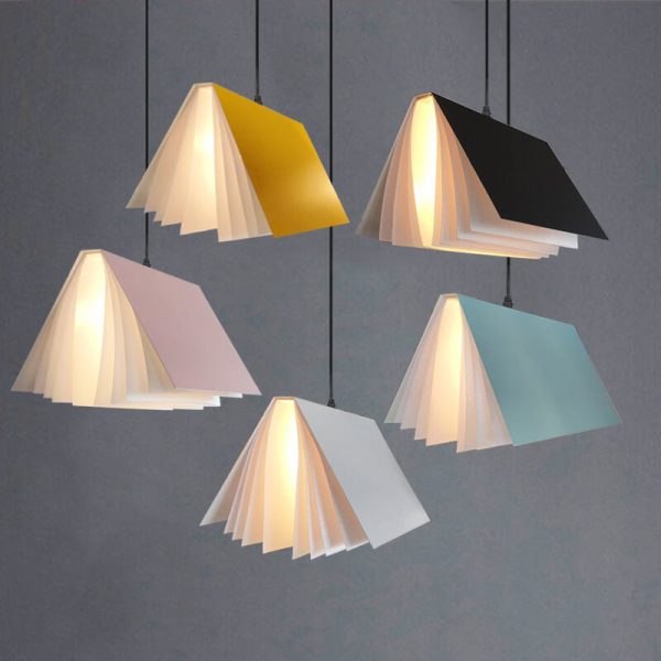 Flying Book 1-Light Metal PVC Book Shade Pendant Light - Image 3
