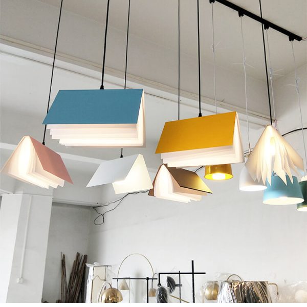 Flying Book 1-Light Metal PVC Book Shade Pendant Light - Image 2