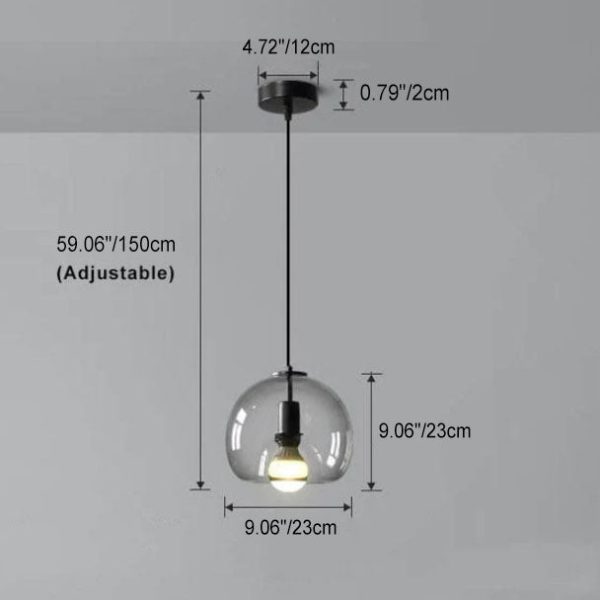 Minimalist Smoke Gray 1-Light Hand-Blown Glass Dome Pendant Light - Image 10
