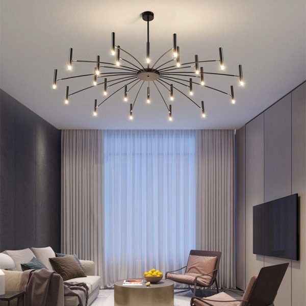 Contemporary Scandinavian Round Radioactive Iron Aluminum 12/24 Light Chandelier For Living Room - Image 15