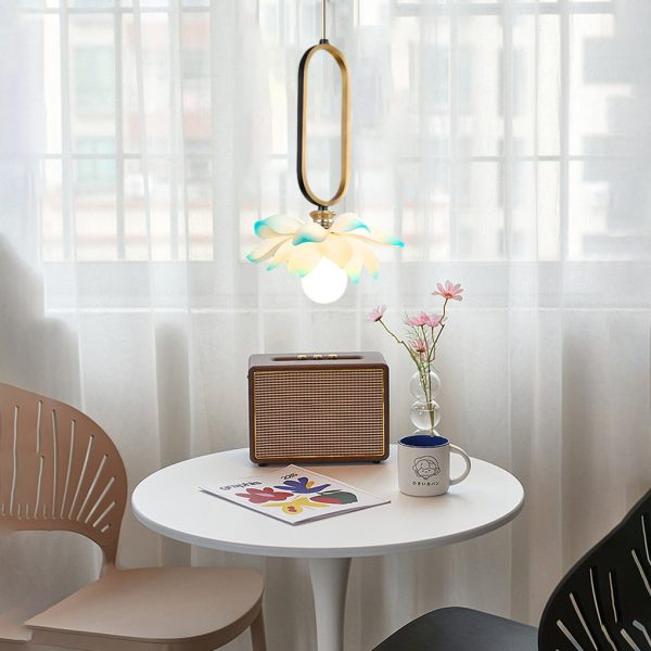 Creative Lotus Flowers Luminous Copper Oval Ring LED Modern Pendant Lights - Image 6