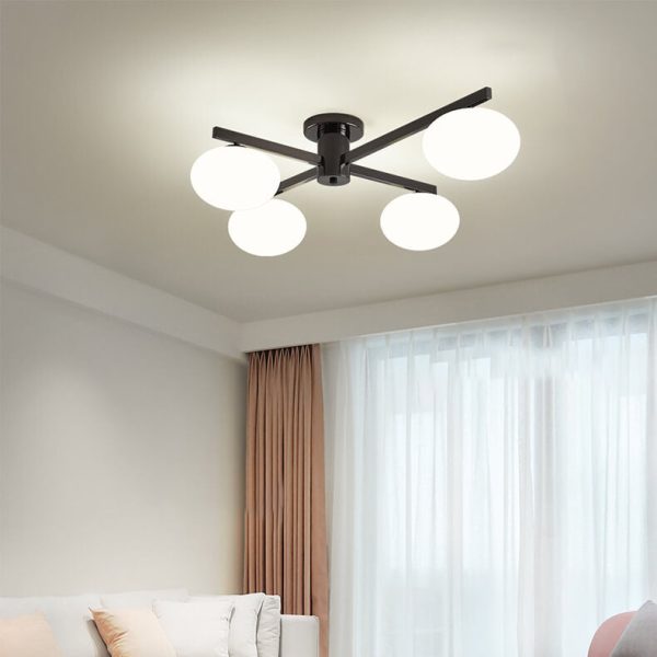 Nordic Light Luxury Glass Ball Iron Bracket 3/4/5 Light Semi- Flush Mount Ceiling Light - Image 31