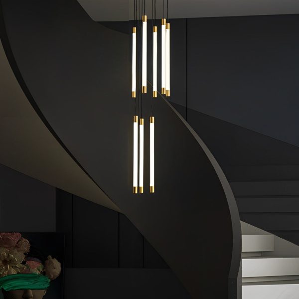Spiral Creative Long Strip LED Modern Duplex Staircase Chandelier Light - Image 4