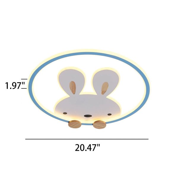 Childlike Modern Simple Cartoon Rabbit Design LED Flush Mount Light - Image 5