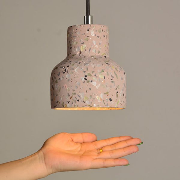 Contemporary Scandinavian Round Terrazzo Jade 1-Light Pendant Light For Living Room - Image 8