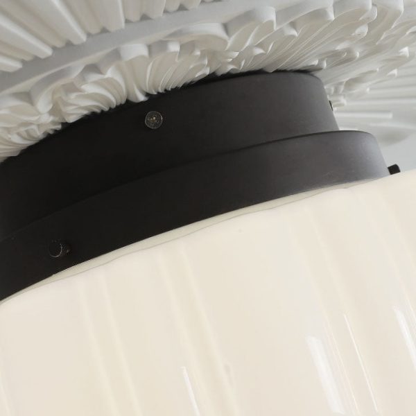 Modern Art Deco Iron Pumpkin Glass Shade 3-Light Flush Mount Ceiling Light For Living Room - Image 9