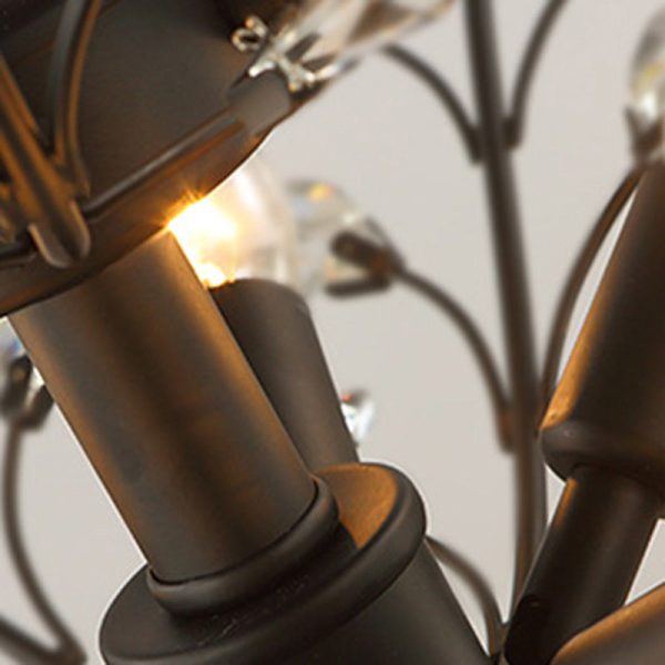 Traditional European Branch Iron Crystal 4/5/6 Light Semi-Flush Mount Ceiling Light For Living Room - Image 9