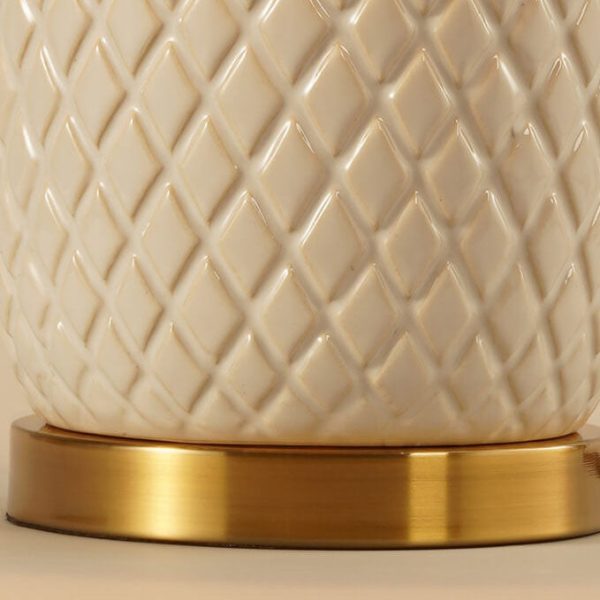 European Vintage Striped Ceramic Base Fabric 1-Light Table Lamp - Image 8