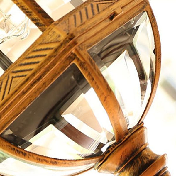 Contemporary Retro Hexagonal Lantern Glass Aluminum 1-Light Waterproof Pendant Light For Outdoor Patio - Image 11