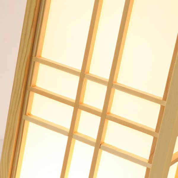 Traditional Japanese Wood Acrylic Pillar Rectangular 1/2/3 Light Standing Floor Lamp For Bedroom - Image 9