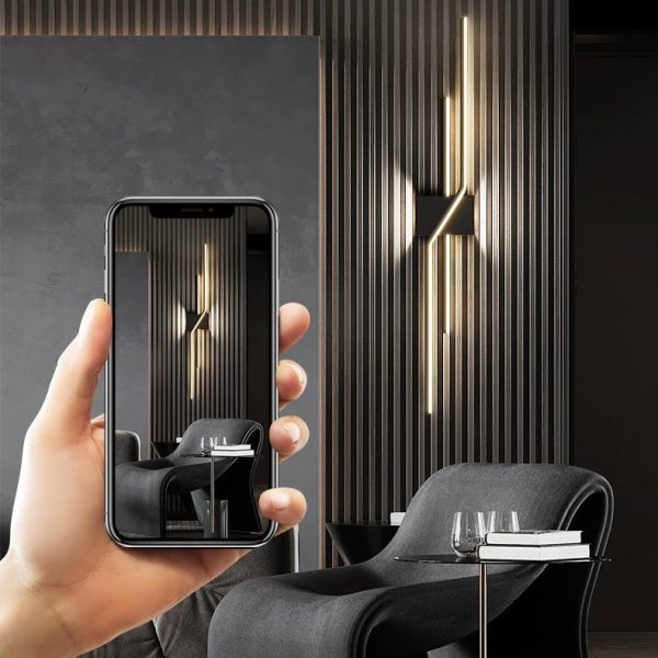 Modern Minimalist Aluminum Geometric Long Straight Line LED Wall Sconce Lamp For Living Room - Image 9