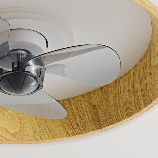Nordic Minimalist Round  Acrylic Wood Grain LED Flush Mount Ceiling Fan Light - Image 21