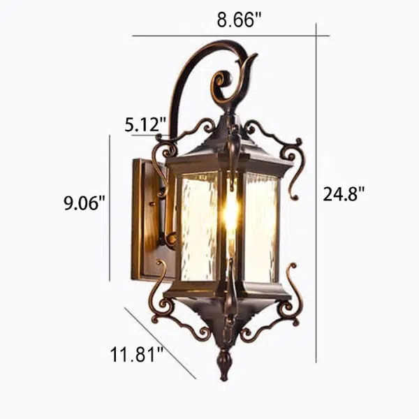 European Palace Outdoor Waterproof 1-Light Wall Sconce Lamp - Image 7