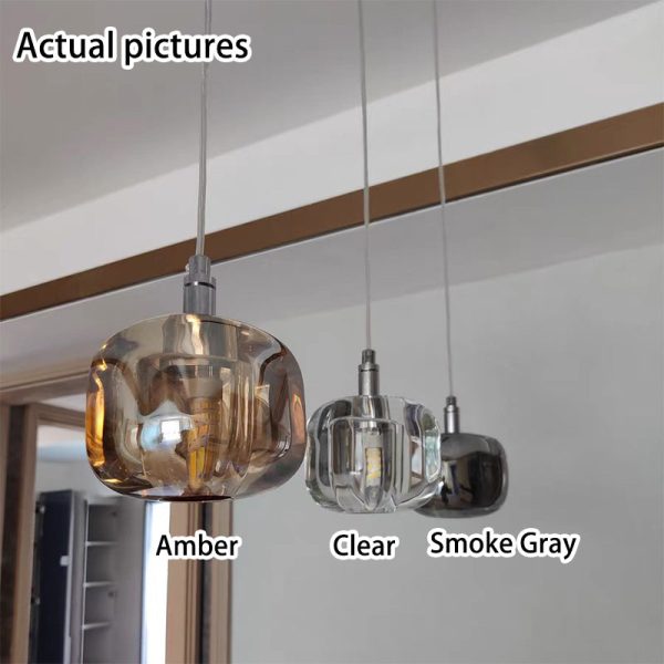 Modern Clear Glass 1-Light Cube Pendant Light - Image 2