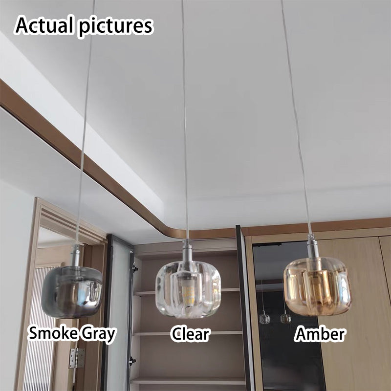 17132593587876-1.jpg Modern Clear Glass 1-Light Cube Pendant Light - Image 1