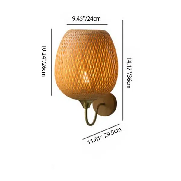 Modern Bamboo Weaving Handwoven Round Lampshade 1-Light Wall Sconce Lamp - Image 4