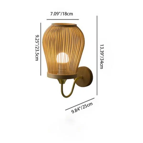 Modern Bamboo Weaving Handwoven Round Lampshade 1-Light Wall Sconce Lamp - Image 5