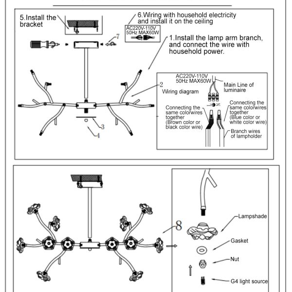 Nordic Creative Plum Blossom Tree Branch LED Semi-Flush Mount Ceiling Light - Image 7
