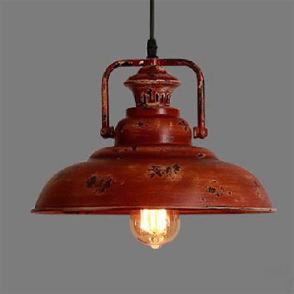 Retro Red Rust 1-Light Dome Pendant Light - Image 3
