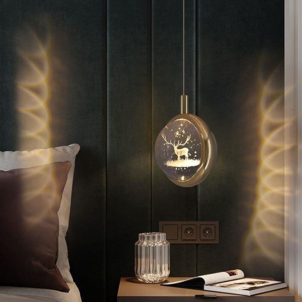 Modern Minimalist Round Ball Aluminum Crystal LED Pendant Light For Bedroom - Image 2
