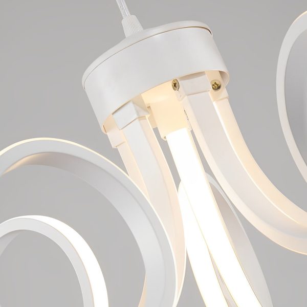 Curves Flower Petals Stepless Dimming White Nordic LED Chandelier - Image 18