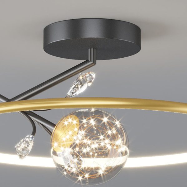 Modern Art Deco Iron Geometrical Ring Star LED Pendant Light For Living Room - Image 10