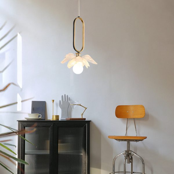 Creative Lotus Flowers Luminous Copper Oval Ring LED Modern Pendant Lights - Image 7