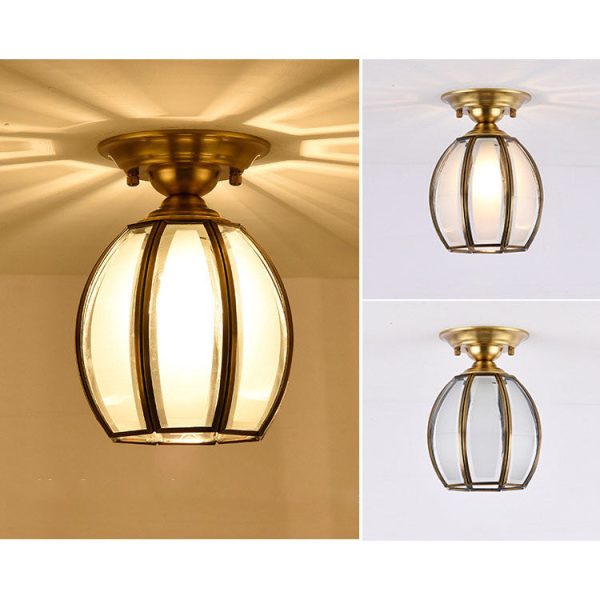 European Luxury Brass Glass Cone 1-Light Semi-Flush Mount Ceiling Light - Image 24