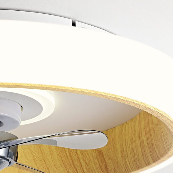 Nordic Minimalist Round  Acrylic Wood Grain LED Flush Mount Ceiling Fan Light - Image 22