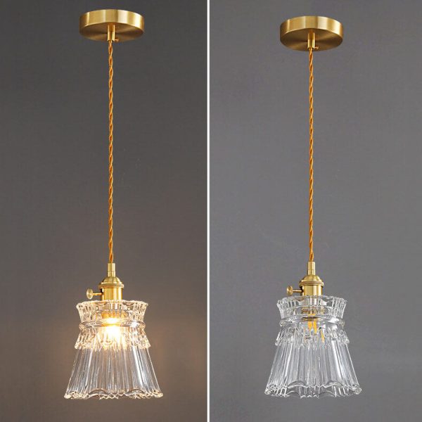 Modern Luxury Glass Bell Shade Brass 1-Light Pendant Light - Image 20