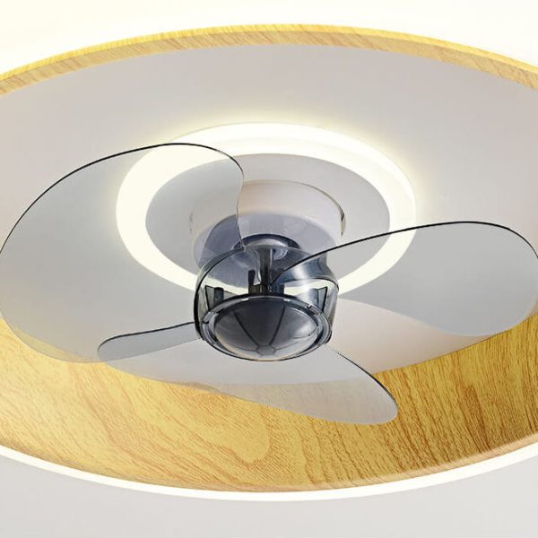 Nordic Minimalist Round  Acrylic Wood Grain LED Flush Mount Ceiling Fan Light - Image 23