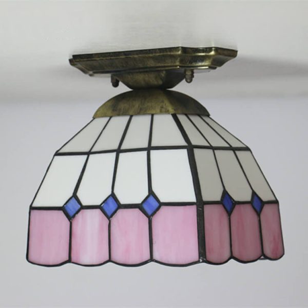Tiffany Stained Glass Dome 1-Light Semi-Flush Mount Ceiling Light - Image 16