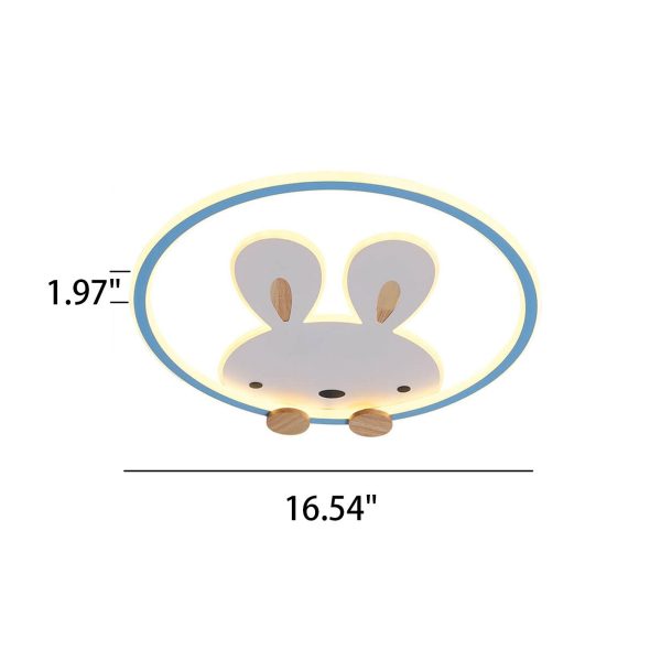Childlike Modern Simple Cartoon Rabbit Design LED Flush Mount Light - Image 4