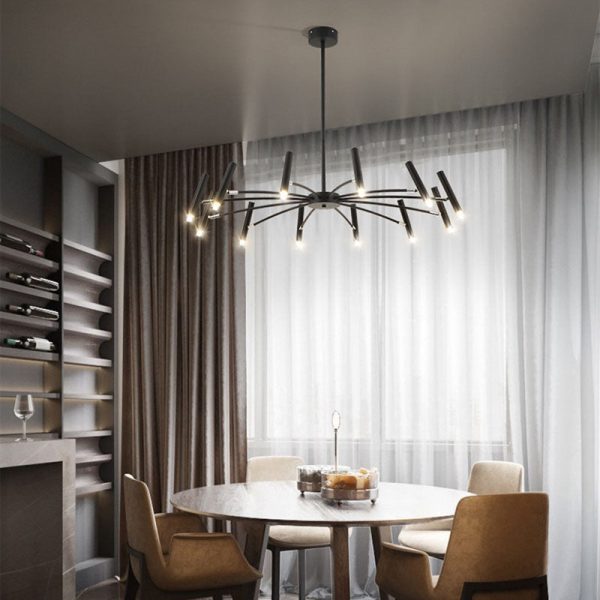 Contemporary Scandinavian Round Radioactive Iron Aluminum 12/24 Light Chandelier For Living Room - Image 21